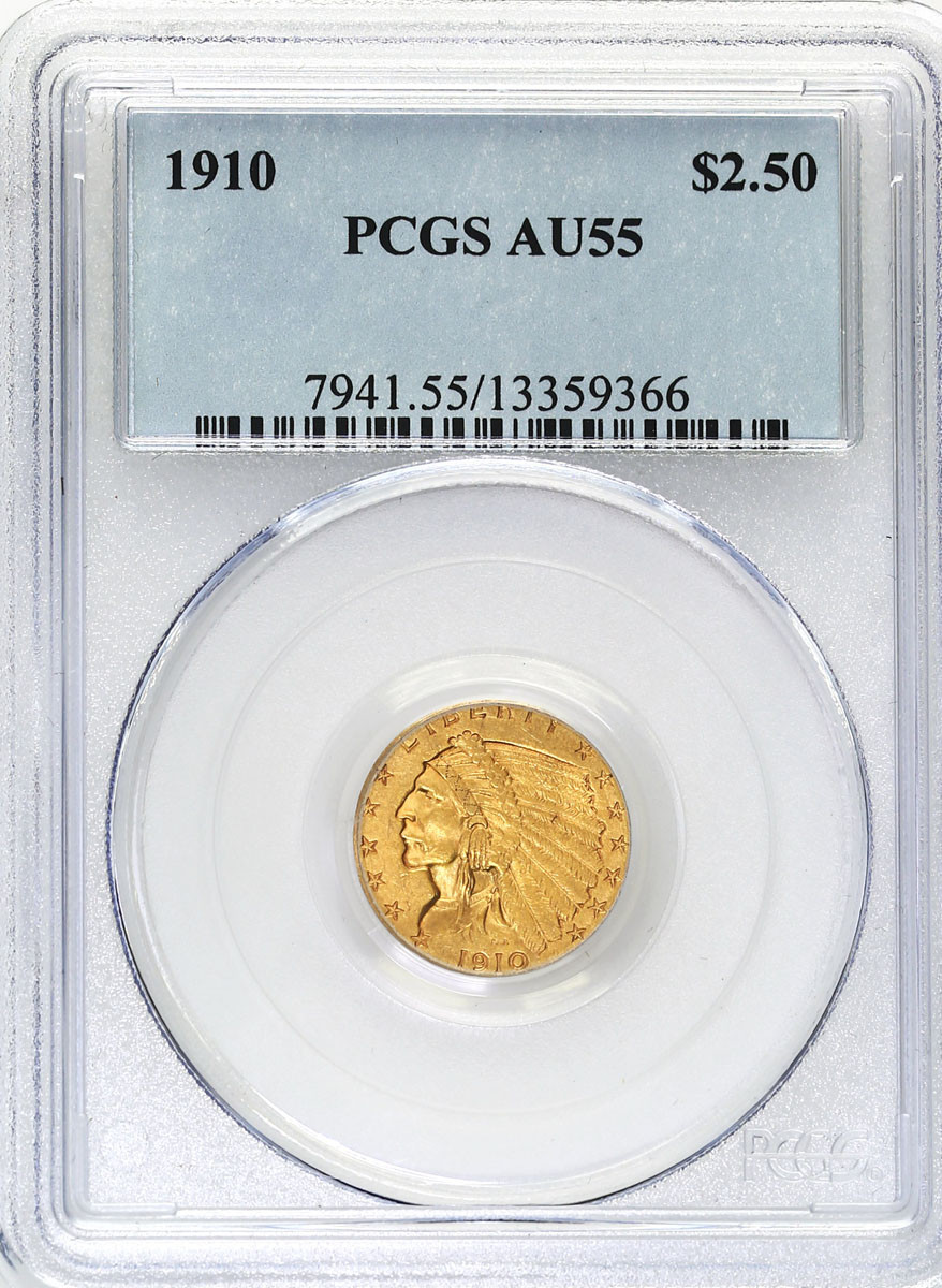 USA 2 1/2 dolara 1910 Philadelphia - PCGS AU55